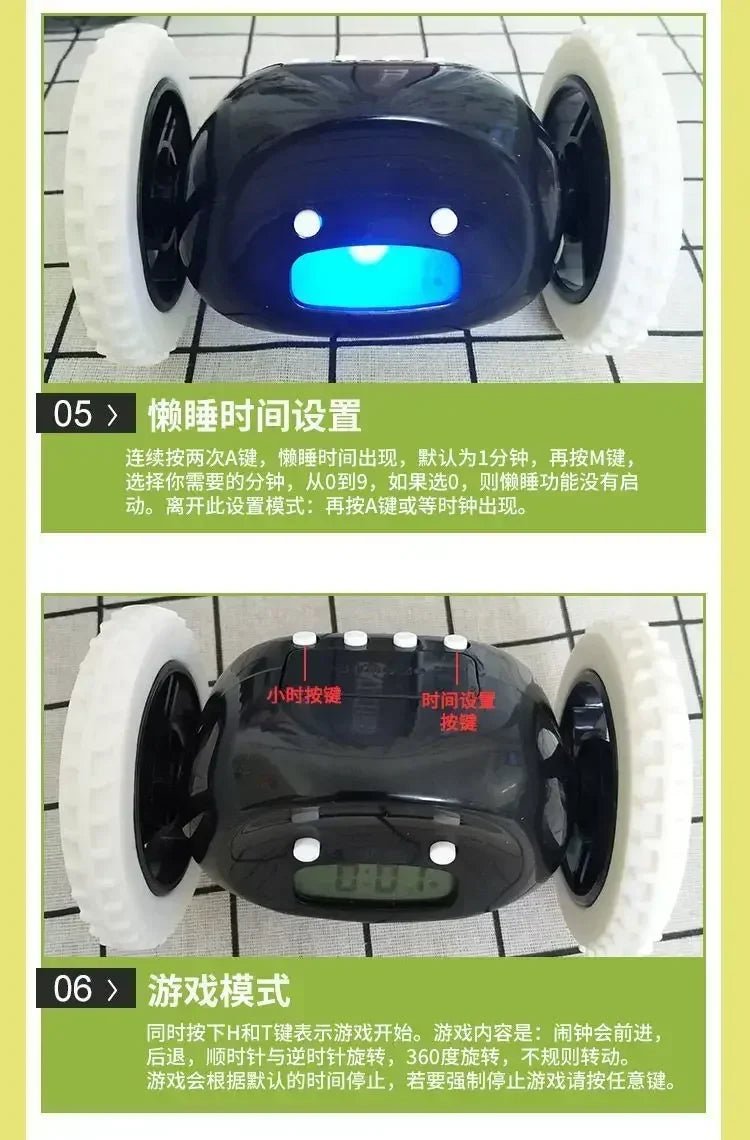 CLOCKY Roll Alarm Clock for Heavy Sleepers on Wheels (Adults Kids Teens Bedroom), Run Away, Moving, Annoying, Jump - BOLDORA